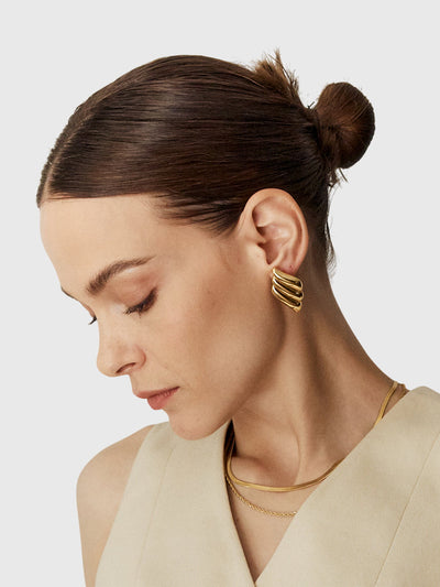 Aitana | Boucles d'Oreilles à Trois Couches en Forme d'Aile