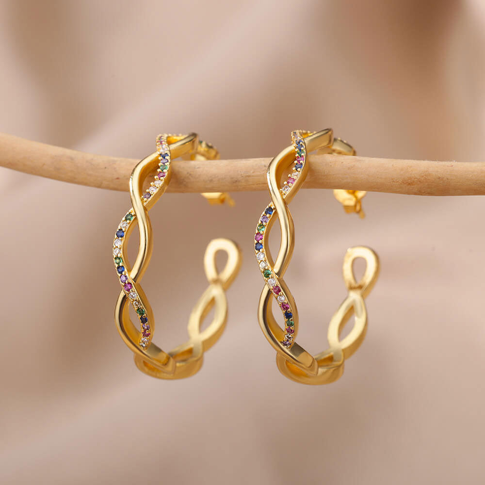 Julenyssa | Boucles d'Oreilles Wave en Or 18K
