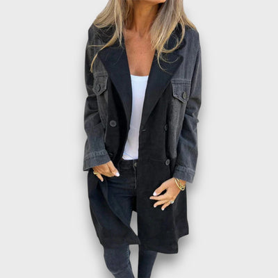 Ariana – Manteau en Denim et Similicuir Suédé