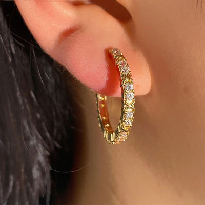 Aurelisse | Boucles d'Oreilles en Croix en Zirconium Or 18K