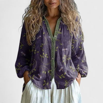 Ambra - Blouse avec imprimé à feuilles vintage