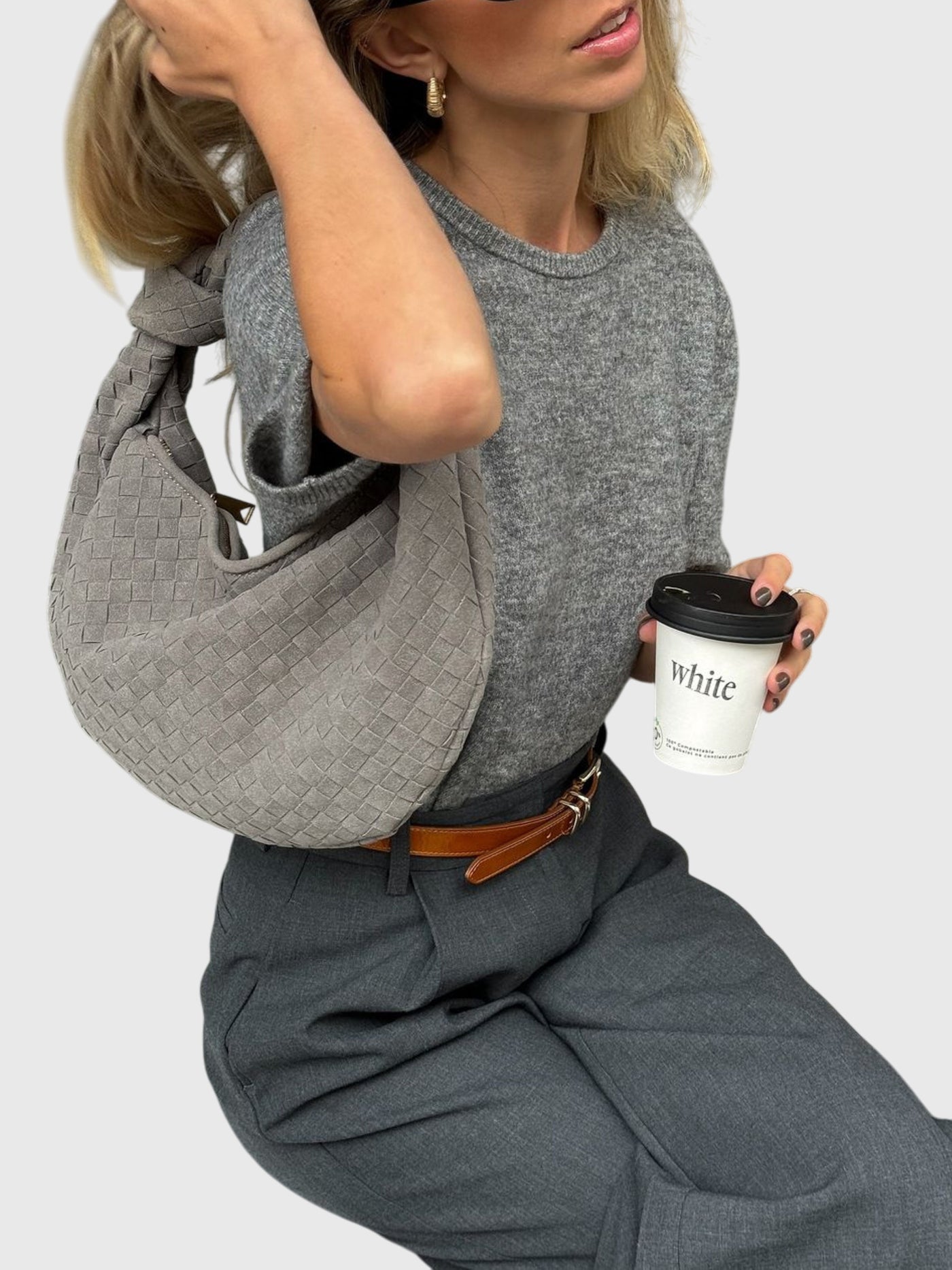 Celeste | Sac Moyen en Suède Tressée avec Nœud