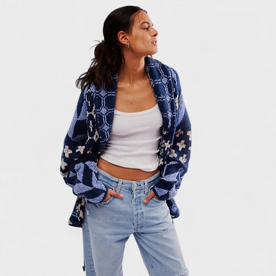 Portia - Cardigan vintage avec col button down et manches longues