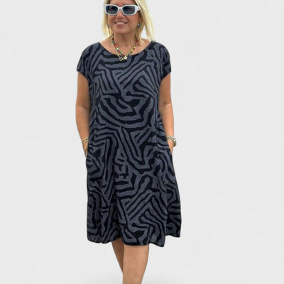 Nelia - Robe d'été à col rond avec belle impression