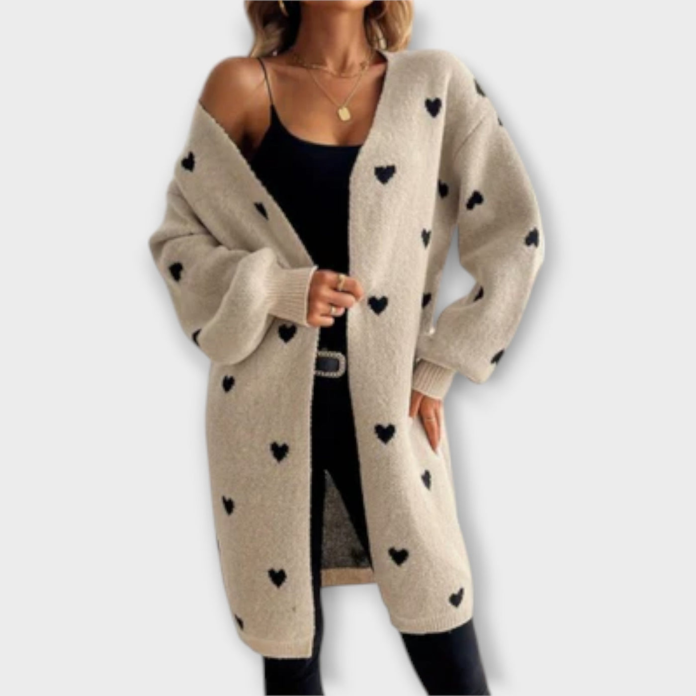 Julia - Cardigan avec Motif Cœurs