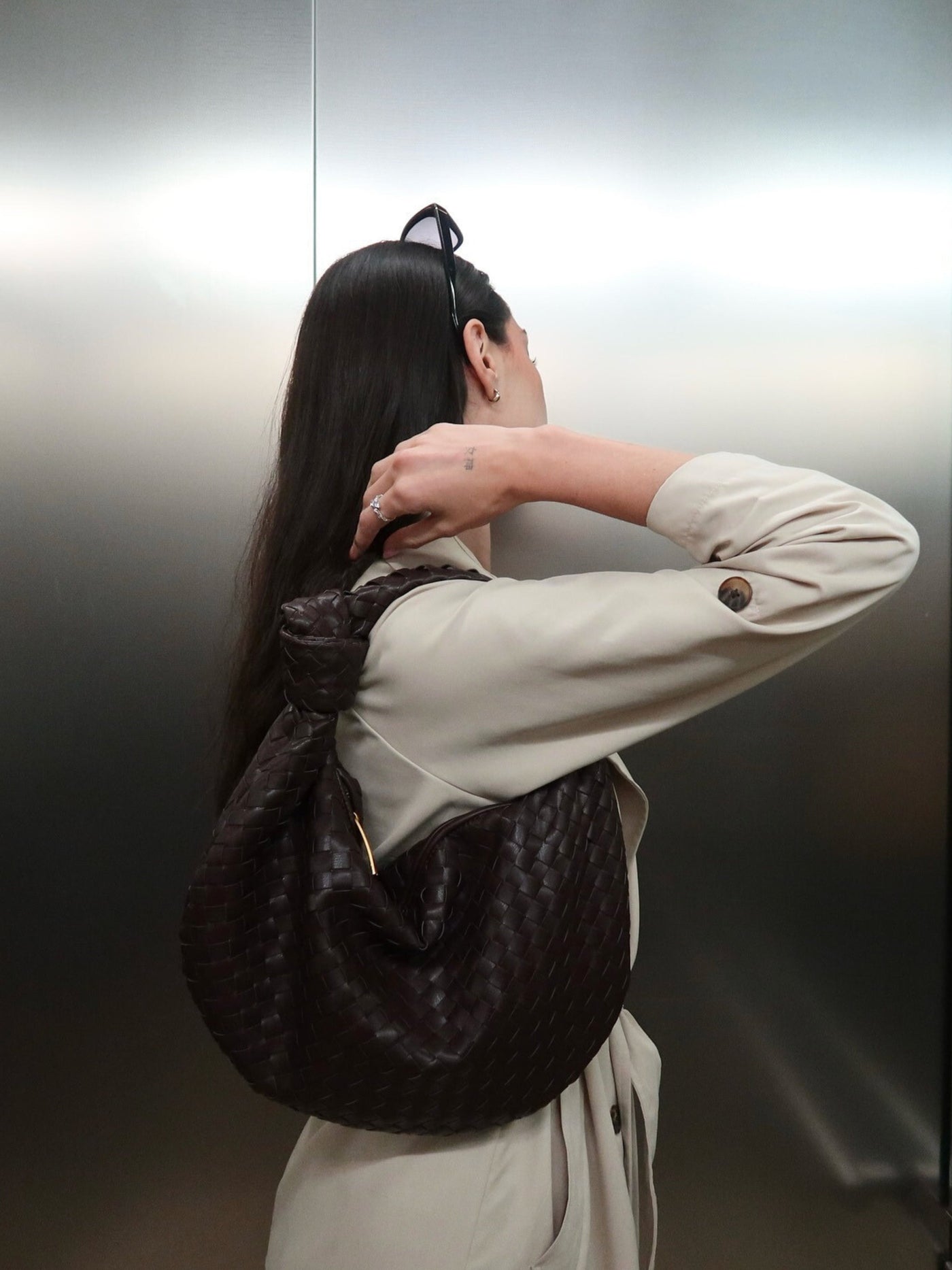 Giselle | Sac à Bandoulière Moyen Tressé avec Nœud