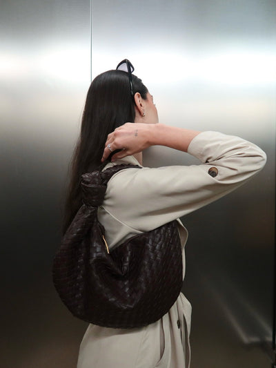 Giselle | Sac à Bandoulière Moyen Tressé avec Nœud