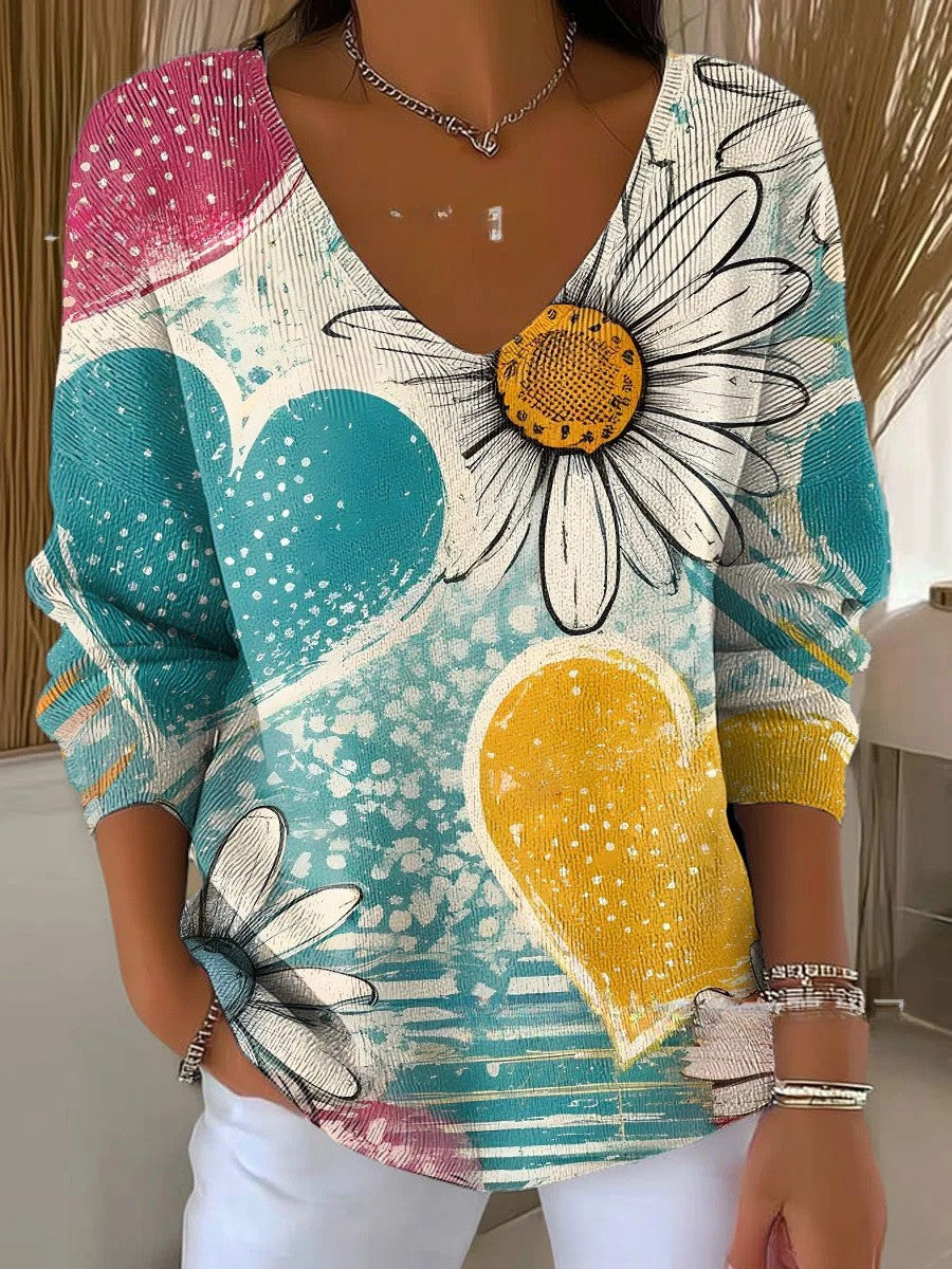 Béatrice – Pull coloré avec décolleté en V