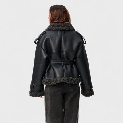 Elvira - Manteau en Fourrure de Mouton avec Ceinture