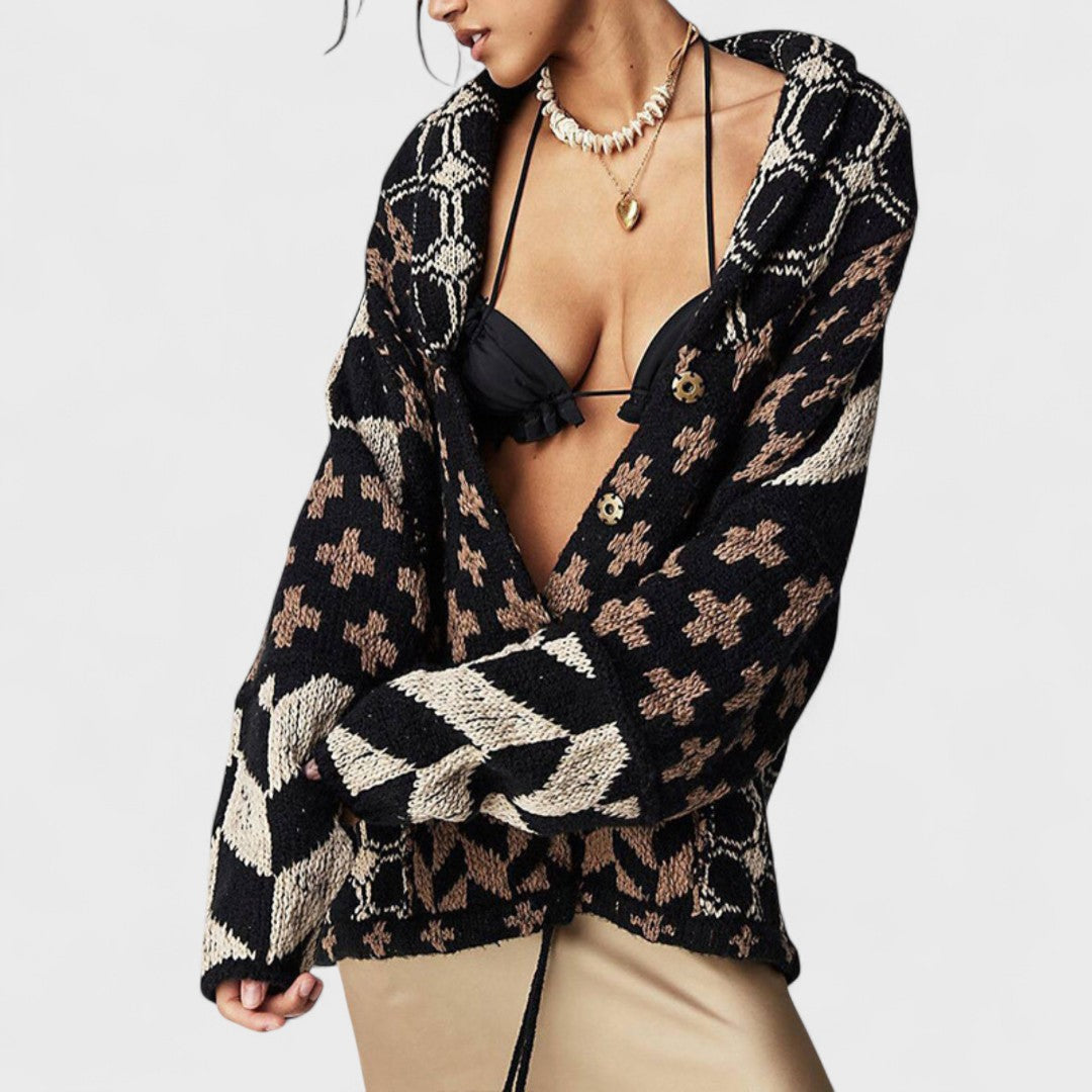 Portia - Cardigan vintage avec col button down et manches longues