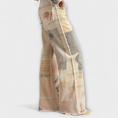 Rhea – Jeans à jambe large imprimés avec une touche vintage