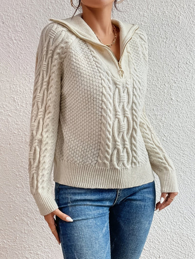 Harlow – Pull à Tresse avec Col Zip
