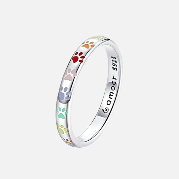 Bague en argent sterling avec design en forme de patte