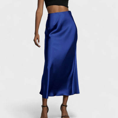 Sasha - Jupe Midi en Satin à Taille Haute pour Femme