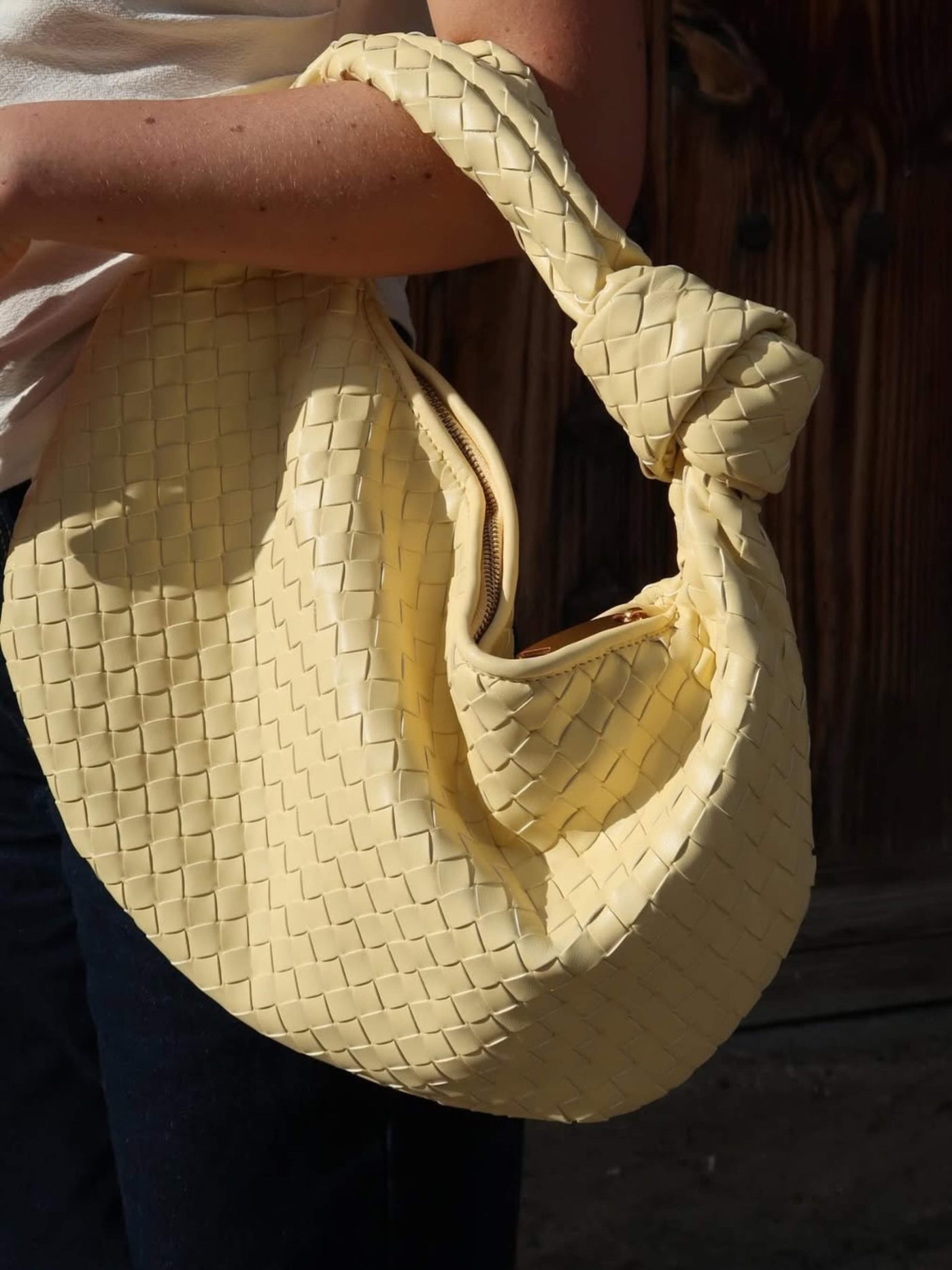 Giselle | Sac à Bandoulière Moyen Tressé avec Nœud