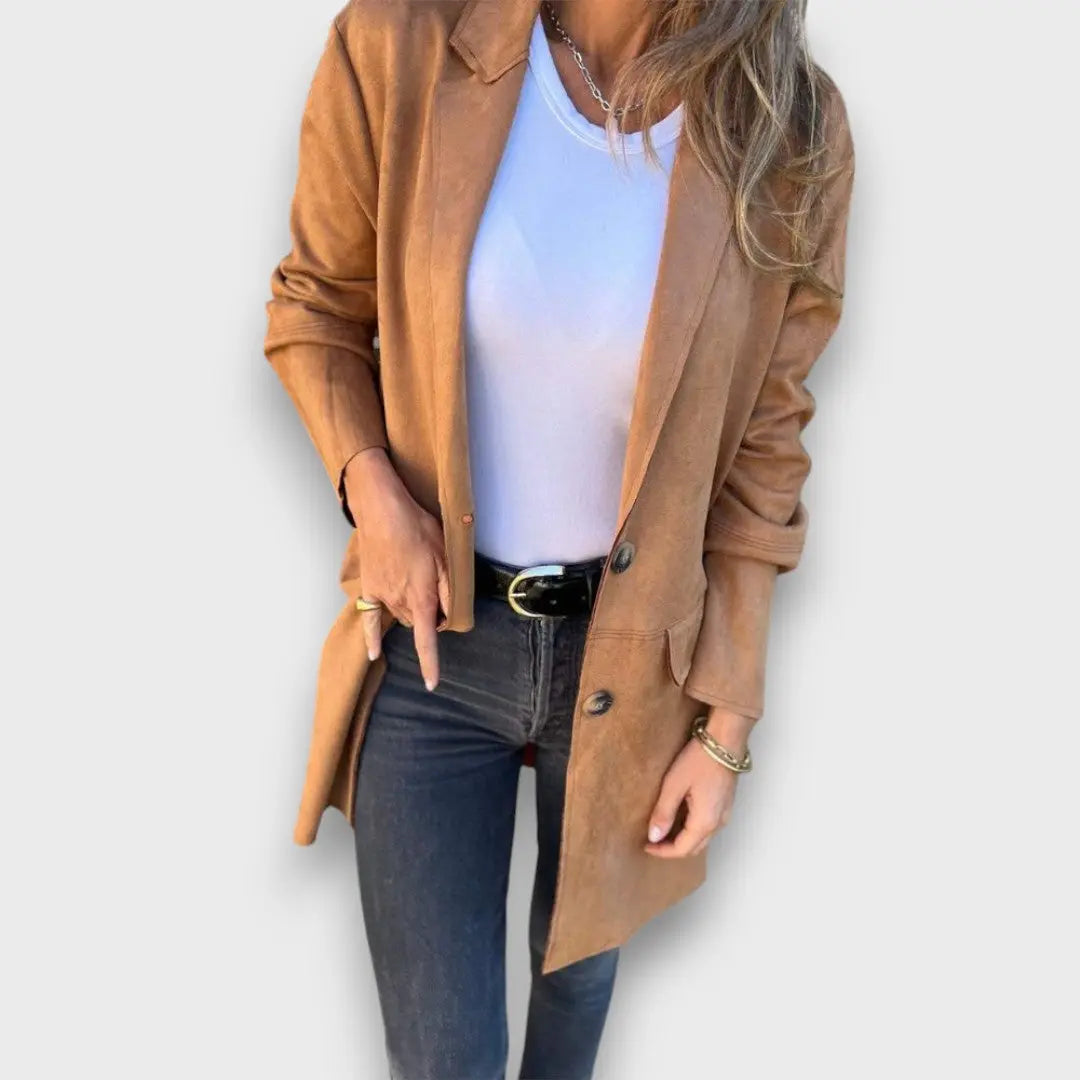 Eloise – Blazer-Cardigan Doux en Camel
