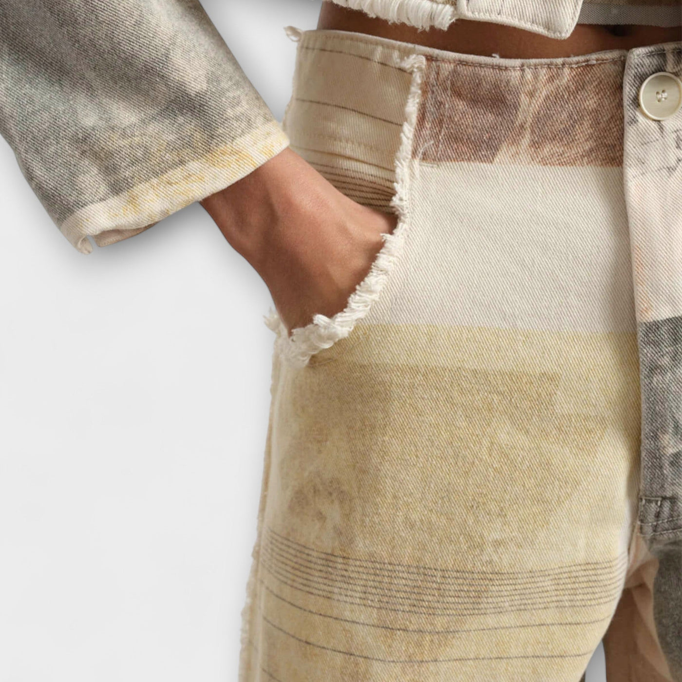 Rhea – Jeans à jambe large imprimés avec une touche vintage