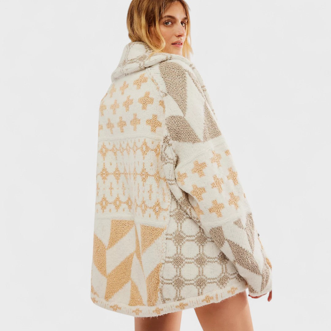 Portia - Cardigan vintage avec col button down et manches longues