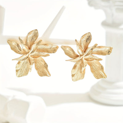 Lana | Boucles d'Oreilles en Goutte Florales Dorées
