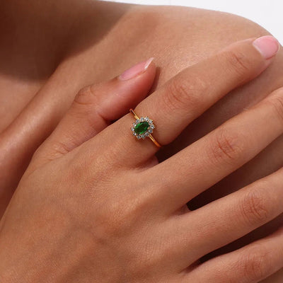Amaryelle | Bague en Zirconium Vert en Or 18K