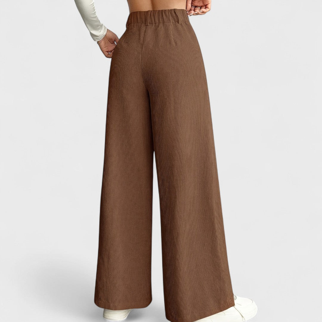 Rida - Pantalons Femme Taille Haute avec Jambes Larges