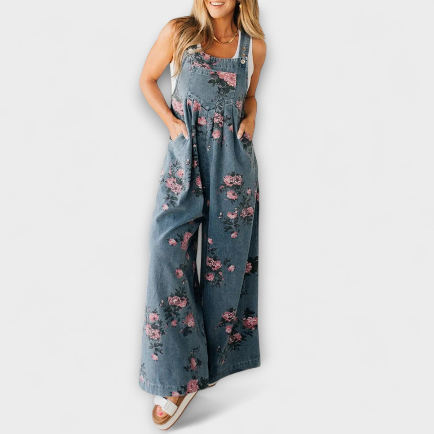 Bethany - Salopette en Denim avec Motif Floral