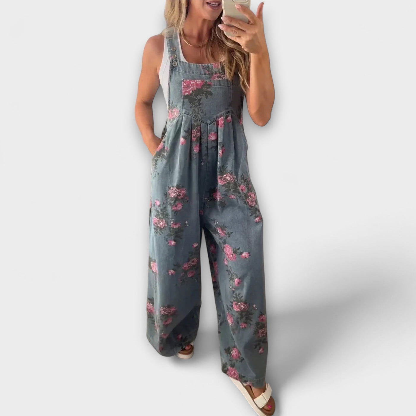 Bethany - Salopette en Denim avec Motif Floral