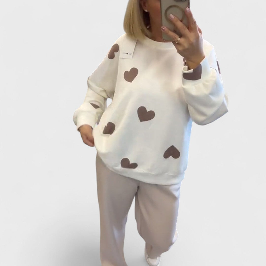 Mila - Pull en mélange de coton avec cœurs