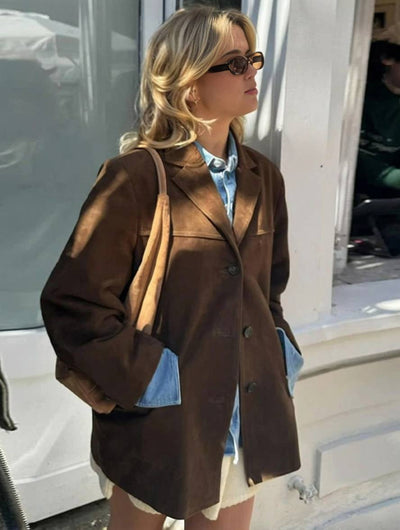 FIORA - Veste Blazer en Suède