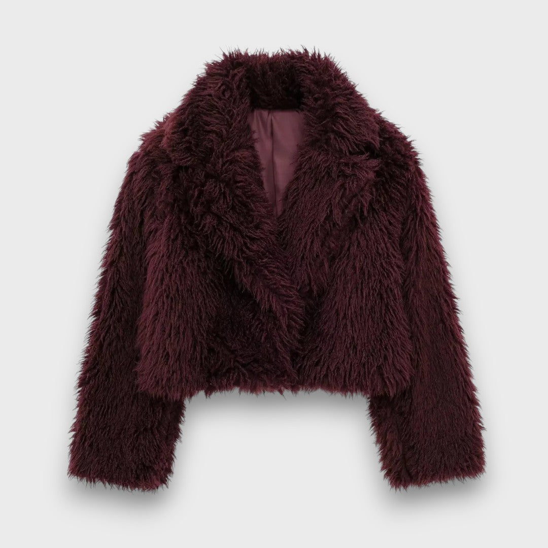 Mile – Manteau en fausse fourrure de luxe dans un bordeaux profond