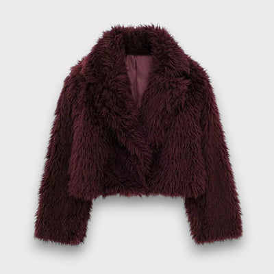 Mile – Manteau en fausse fourrure de luxe dans un bordeaux profond