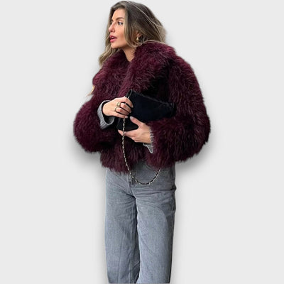 Mile – Manteau en fausse fourrure de luxe dans un profond bordeaux
