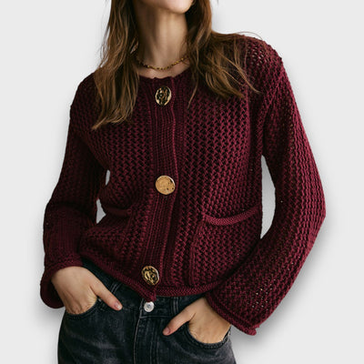 Jessa – Cardigan en Rouge Bourgogne
