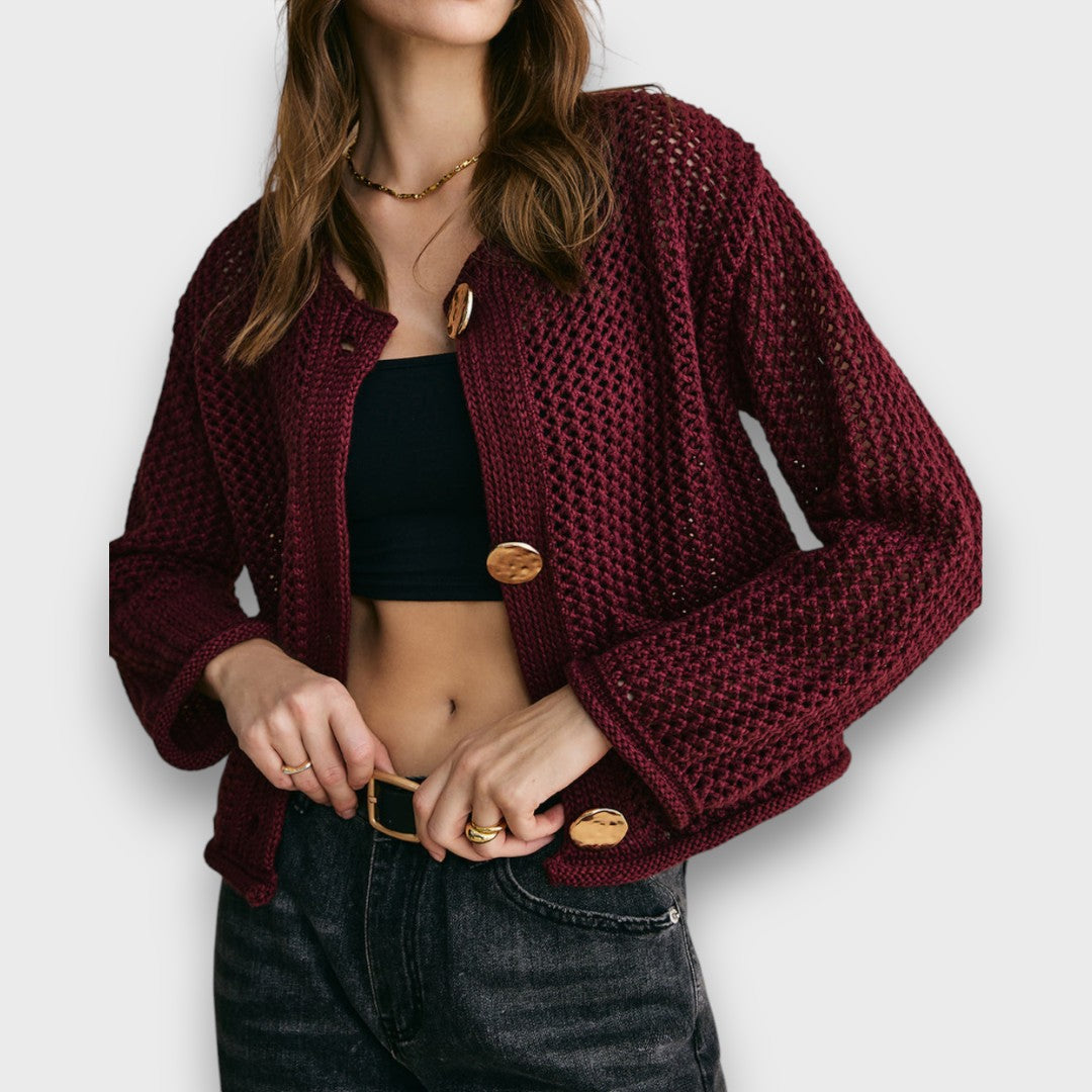 Jessa – Cardigan en Rouge Bourgogne