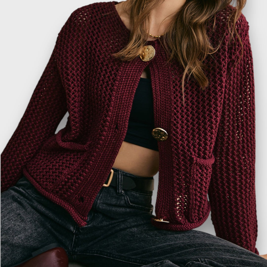 Jessa – Cardigan en Rouge Bourgogne