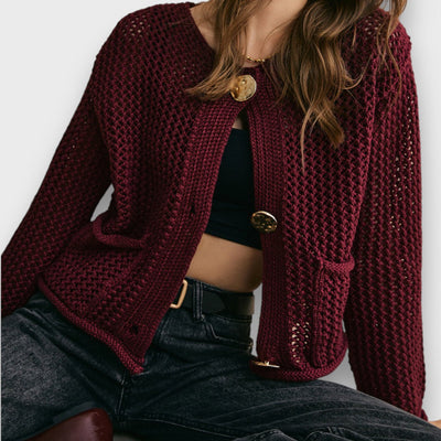 Jessa – Cardigan en Rouge Bourgogne