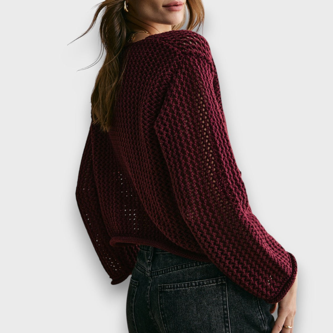 Jessa – Cardigan en Rouge Bourgogne