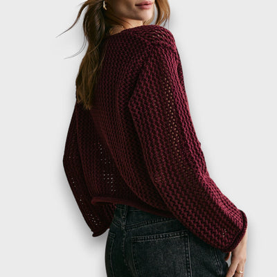 Jessa – Cardigan en Rouge Bourgogne