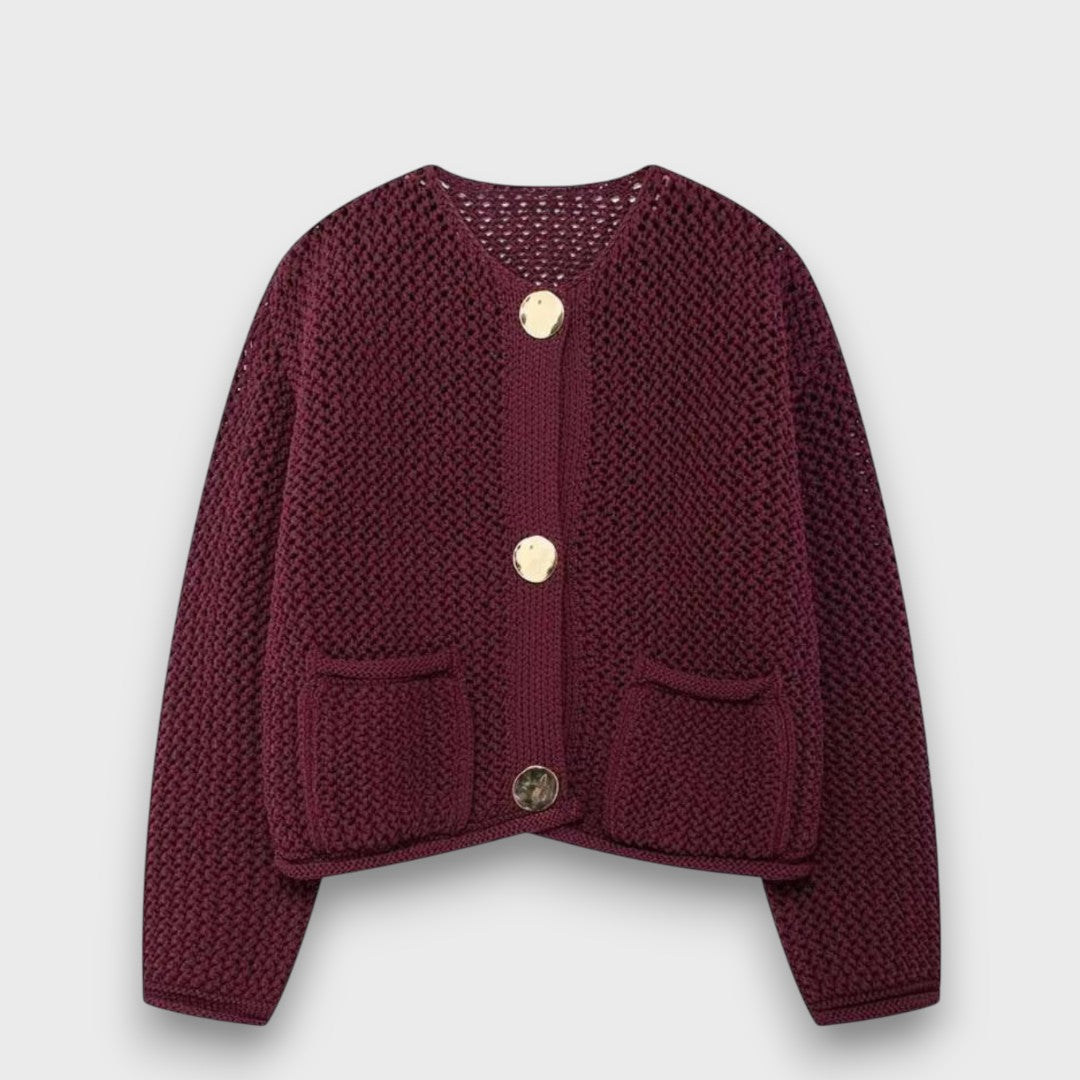 Jessa – Cardigan en Rouge Bourgogne