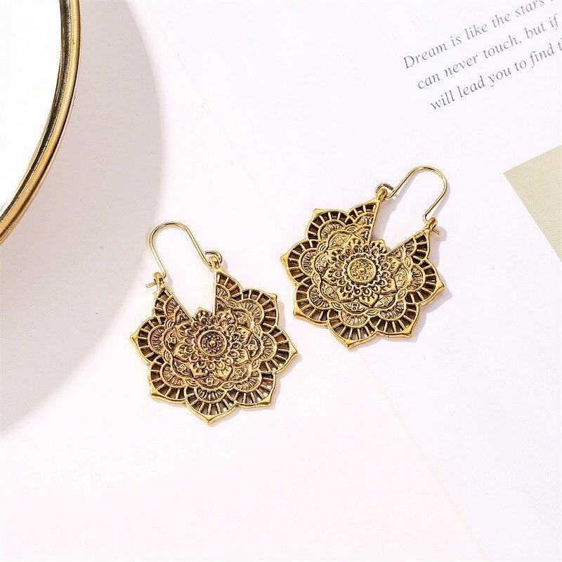 Boucles d'oreilles avec Mandala de Lotus