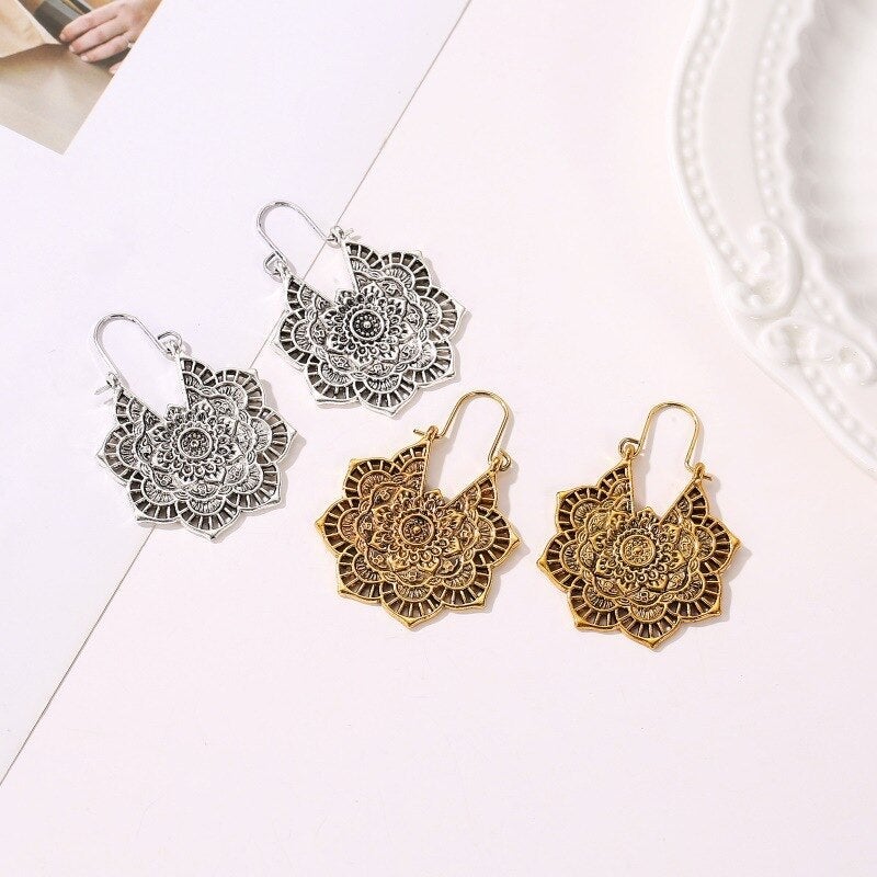 Boucles d'oreilles avec Mandala de Lotus