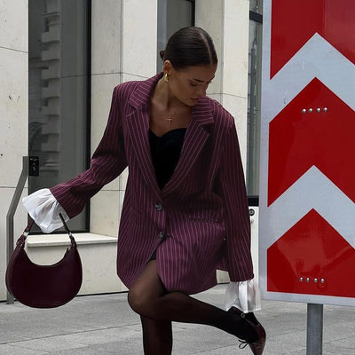 FIORA - Veste de Costume Rouge Vin