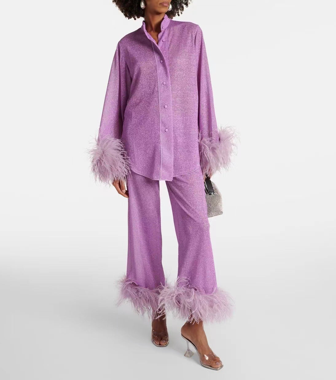 Lya - Ensemble de Deux Pièces avec Col en Plumes