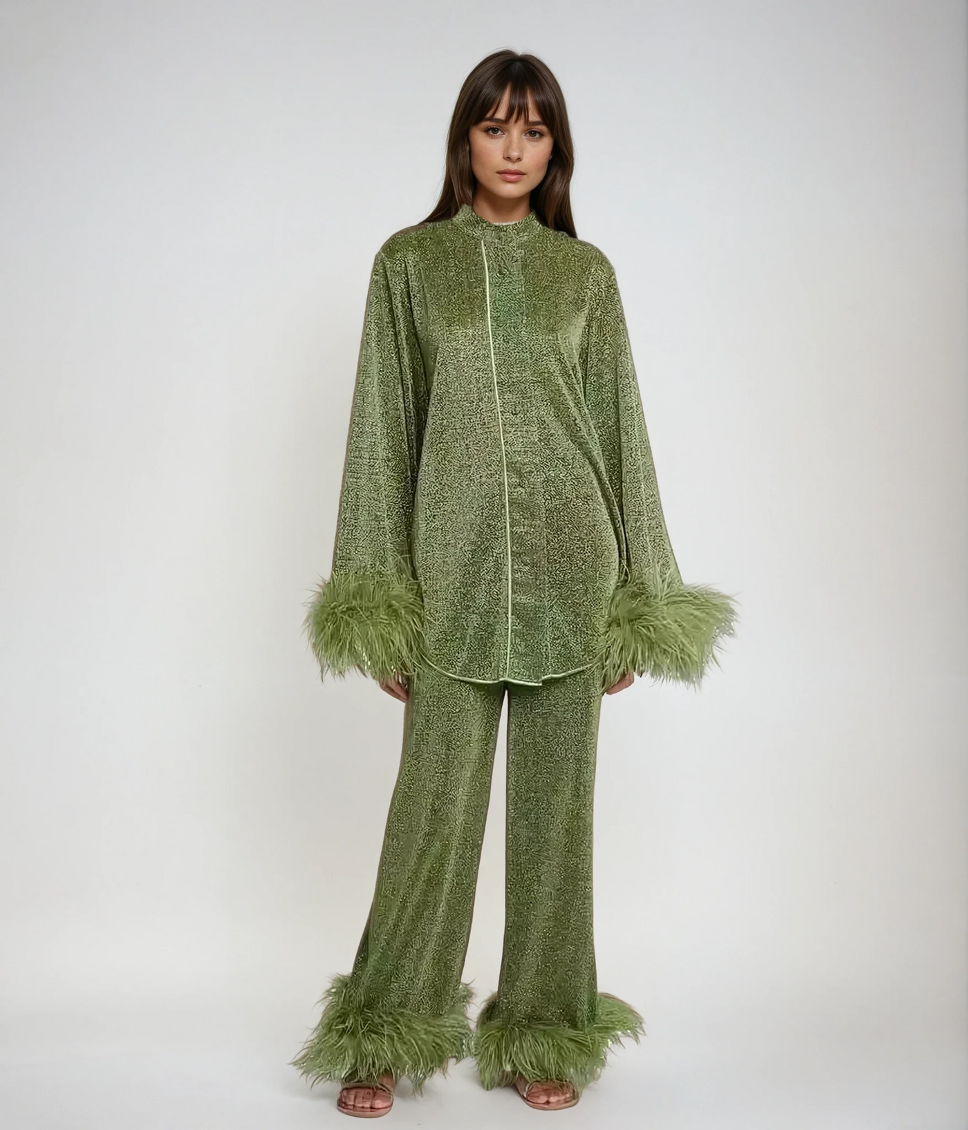 Lya - Ensemble de Deux Pièces avec Col en Plumes