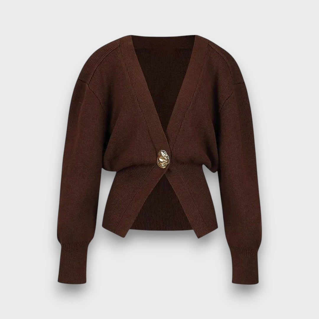 Enea – Cardigan avec décolleté en V profond et bouton doré