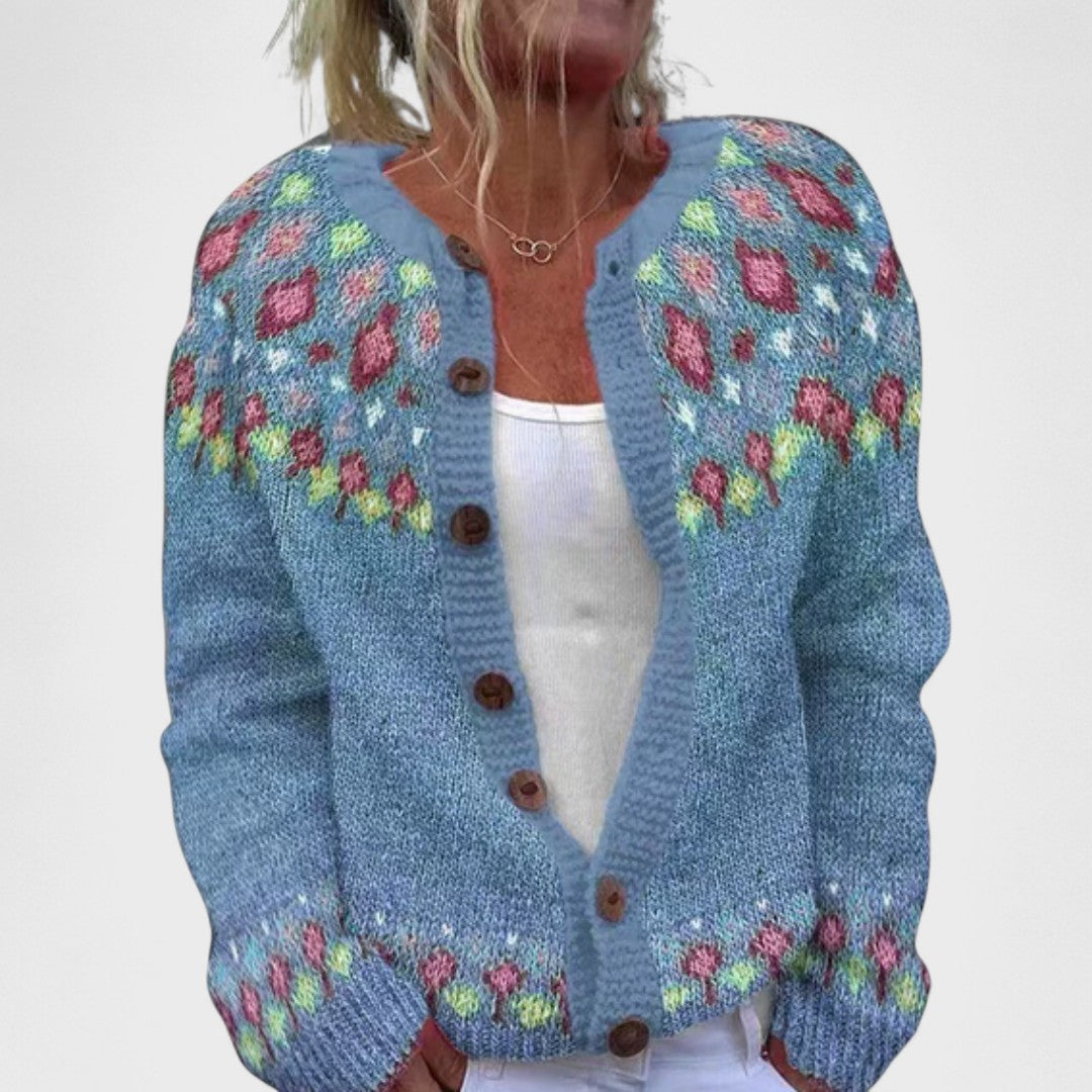 Lianne - Cardigan à mailles larges au motif chic