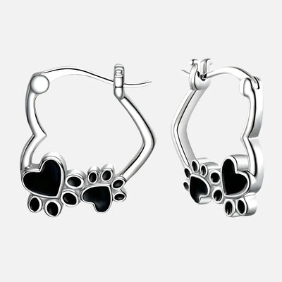 Boucles d'oreilles Huggie avec cœur et émail noir