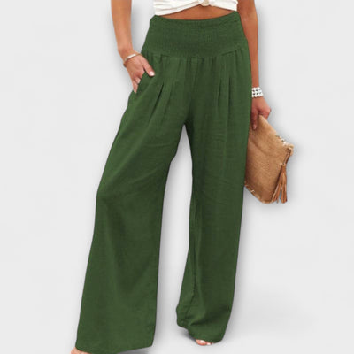 Thearya - Pantalons Larges en Lin Casual