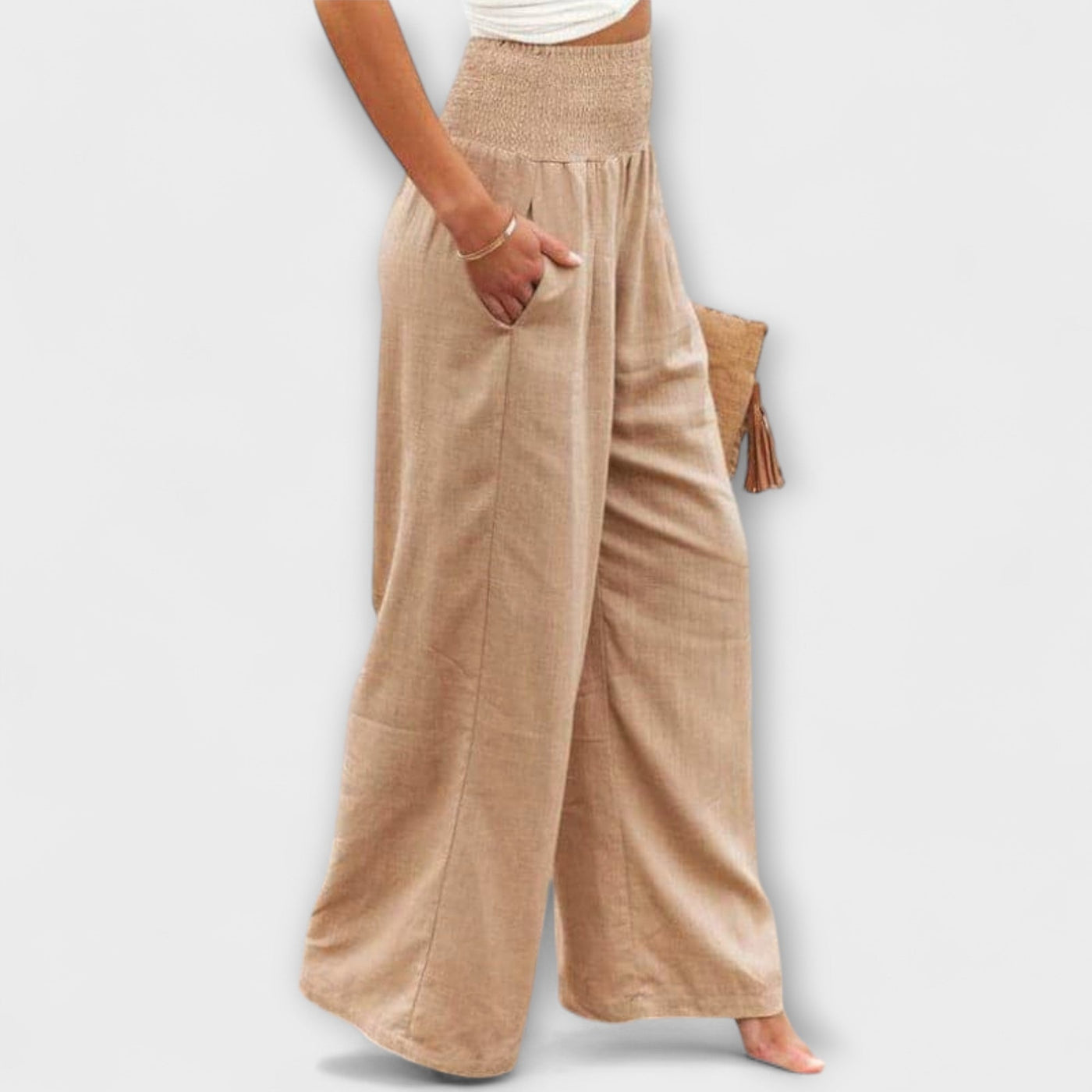 Thearya - Pantalons Larges en Lin Casual