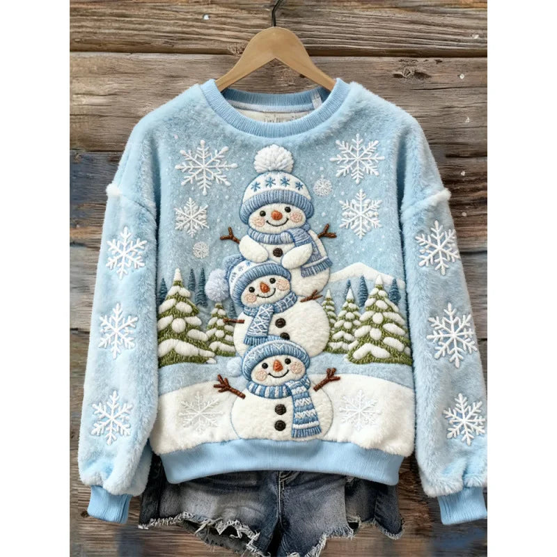 Pull Cosy Hiver Merveilleux – Bonhommes de Neige Heureux